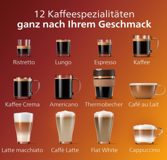 Philips Serie 5400: Kaffeevollautomat mit LatteGo, 12 Spezialitäten, 4 Profile, Display, Chrom (EP5447/90)